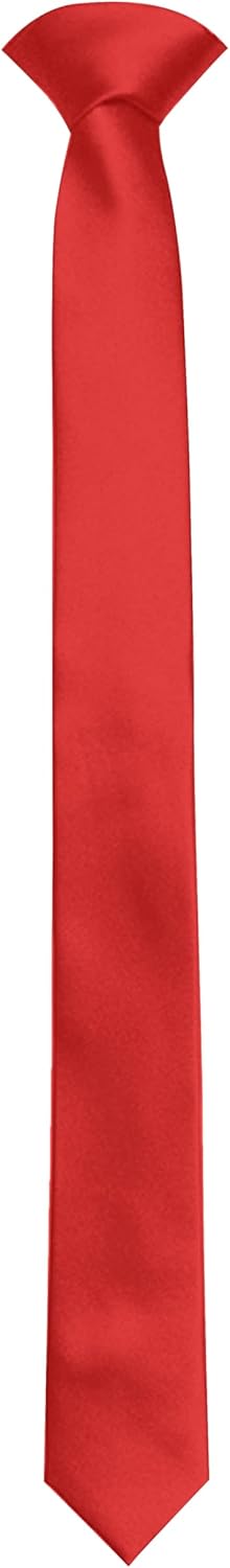 YANEK Skinny Ties for Men Solid Color Formal Neckties 1.9" Slim tie for Men | Premium Satin Silk | for Bussiness Formal, Wedding & Party (4cm) (RED)