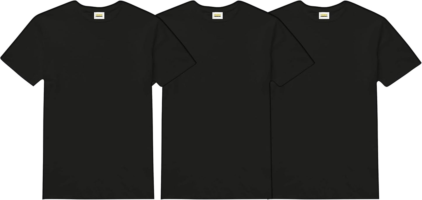 YANEK Solid Unisex Round Neck T-Shirt with Short Sleeves | Crafted from 180 GSM Combed Cotton BIOWASH | All-Day Comfort | Soft | Versatile Fabric for Every Season | Wrinkle-Resistant | Set of 3