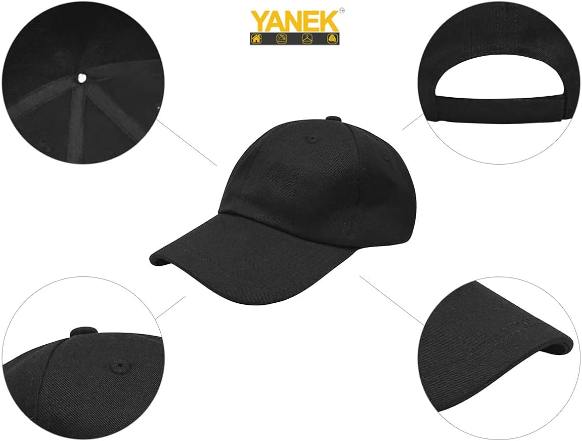 YANEK Plain Baseball Cap – Cotton Adjustable Dad Hat with Velcro | Classic Sports Cap for Men & Women | Wholesale Caps UAE