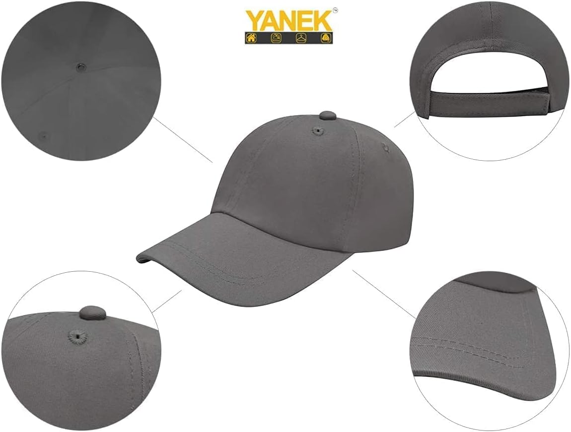 YANEK Plain Baseball Cap – Cotton Adjustable Dad Hat with Velcro | Classic Sports Cap for Men & Women | Wholesale Caps UAE