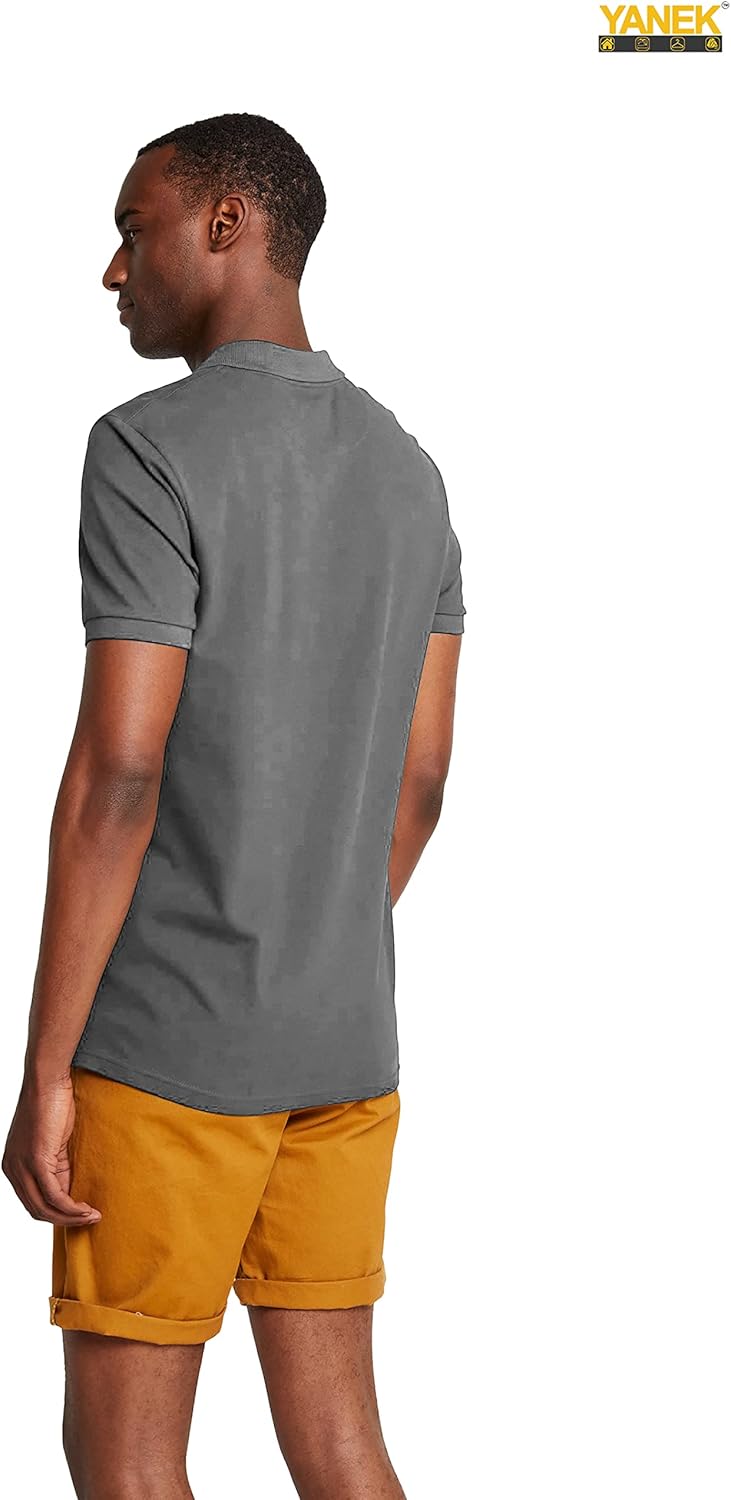 YANEK Men’s Polo Shirt – Cotton Blend Regular Fit Short Sleeve | Button-Down Collar | Breathable for Golf, Tennis, Work & Casual | Wholesale Polo Shirts UAE