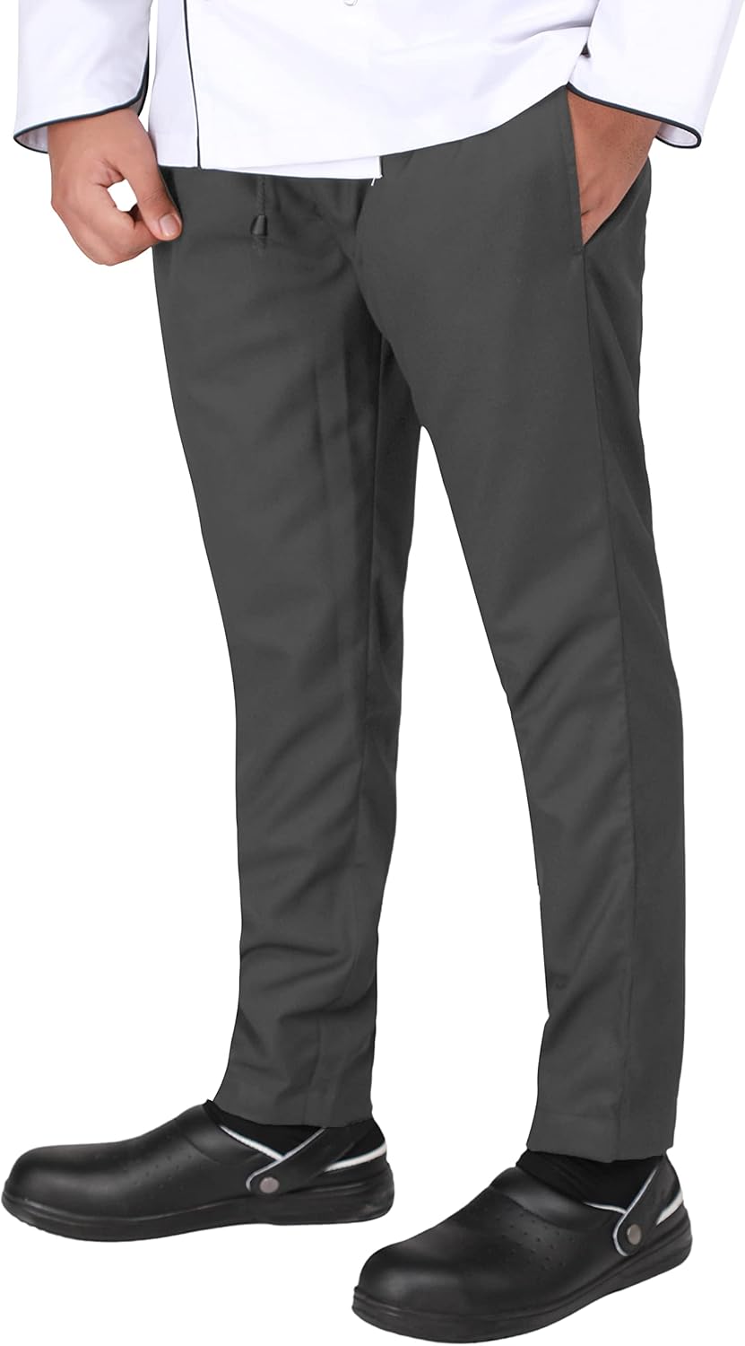 YANEK Chef Trousers | Unisex Regular Fit Chef Pants with Elastic Waistband & Drawstring | Kitchen Uniform for Men & Women | For Kitchen, Bakery, Café, Restaurant