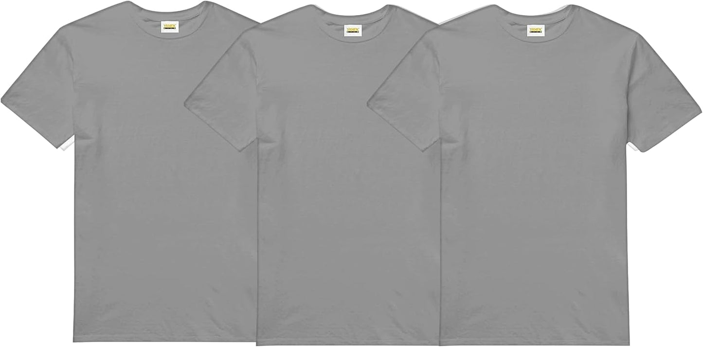 YANEK Solid Unisex Round Neck T-Shirt with Short Sleeves | Crafted from 180 GSM Combed Cotton BIOWASH | All-Day Comfort | Soft | Versatile Fabric for Every Season | Wrinkle-Resistant | Set of 3