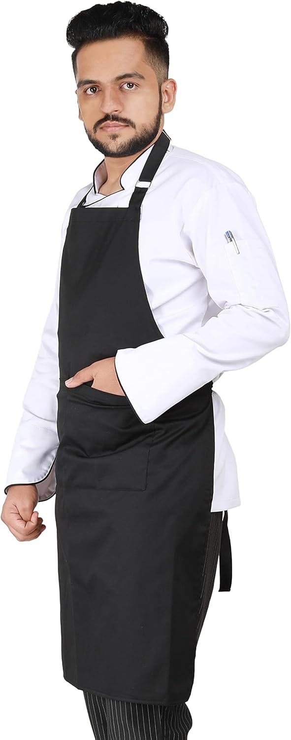 YANEK Kitchen Apron | Unisex Chef Kitchen Adjustable Bib Apron with Pockets | For Home, Restaurant, Cafe