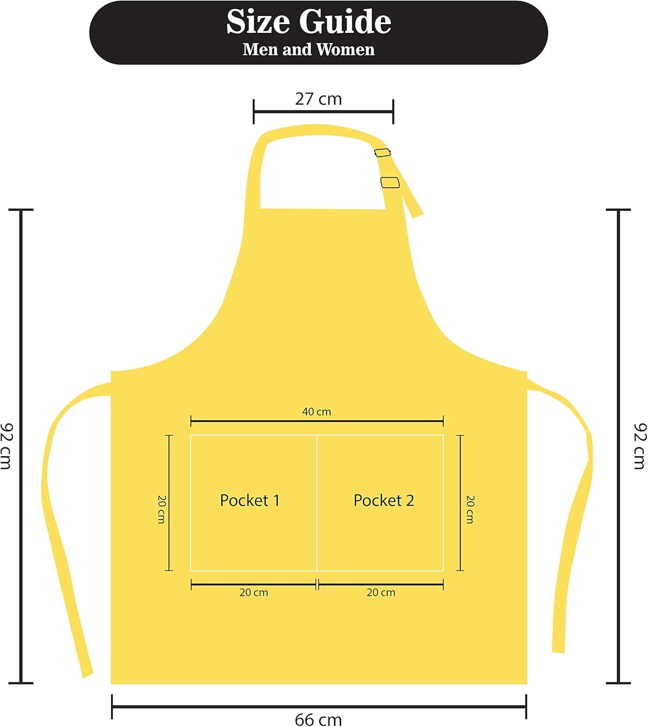 YANEK Kitchen Apron | Unisex Chef Kitchen Adjustable Bib Apron with Pockets | For Home, Restaurant, Cafe