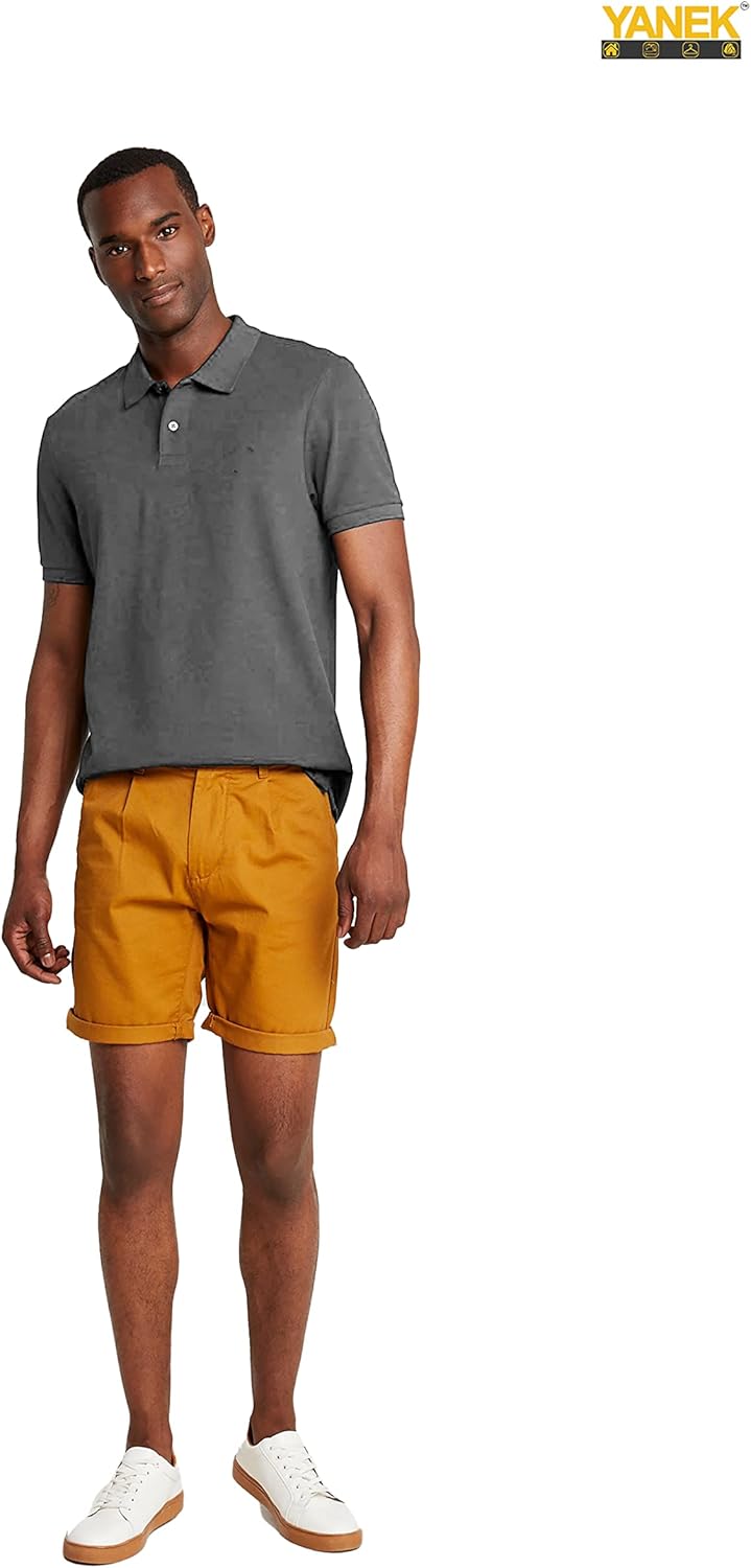 YANEK Men’s Polo Shirt – Cotton Blend Regular Fit Short Sleeve | Button-Down Collar | Breathable for Golf, Tennis, Work & Casual | Wholesale Polo Shirts UAE