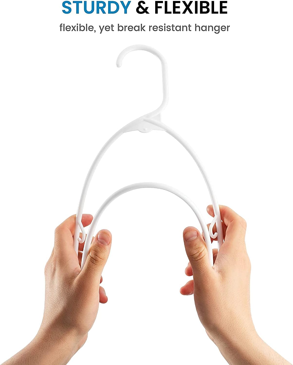 YANEK White Plastic Hangers – Space-Saving Clothes Hangers for Closet Organization, Durable, Lightweight & Design for Shirts, Dresses, Coats & More Ideal for Home or Laundry Use (Set of 5, Heavy Duty)