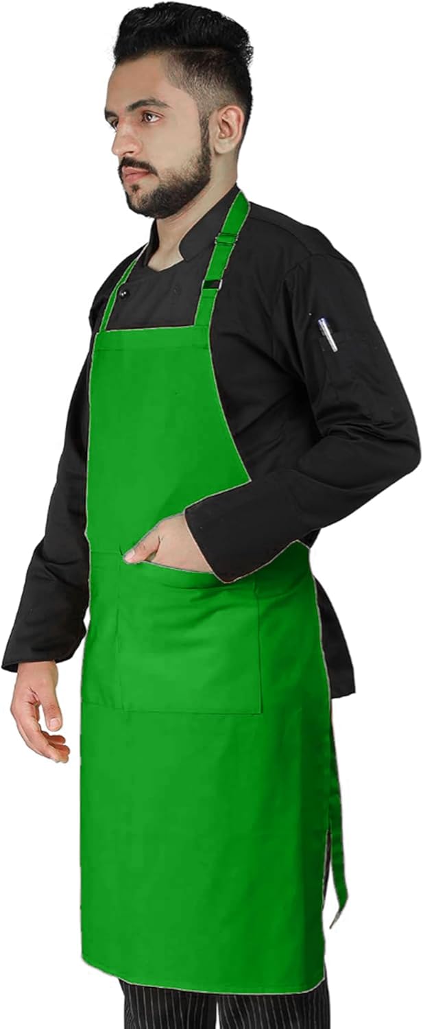 YANEK Kitchen Apron | Unisex Chef Kitchen Adjustable Bib Apron with Pockets | For Home, Restaurant, Cafe