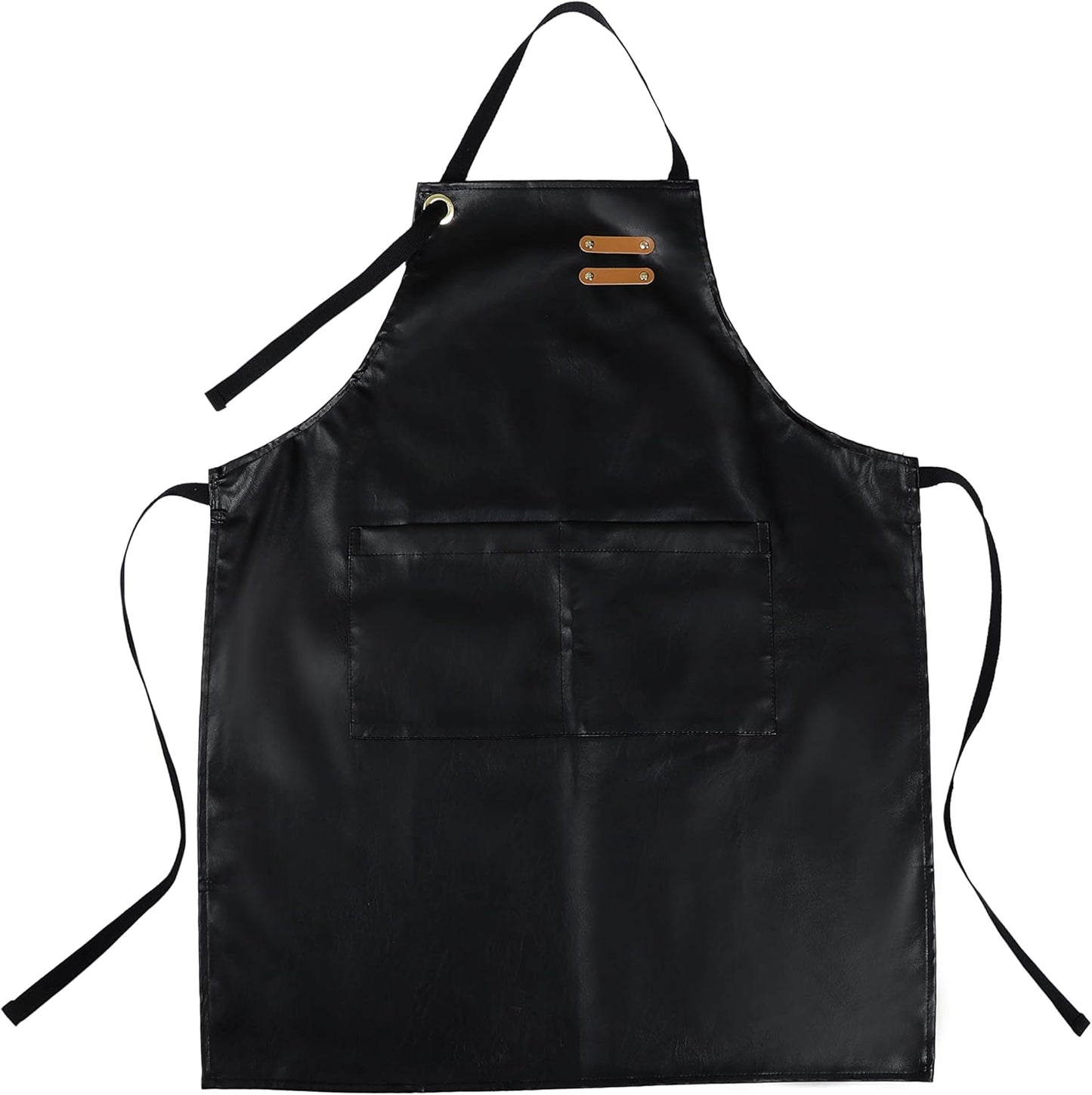 YANEK Unisex Waterproof Leather Chef Apron with Pockets | Leather Apron – Professional Heavy-duty for Home, Kitchen, BBQ, Coffee Shop | 2 Pockets, Adjustable Strap (Green)