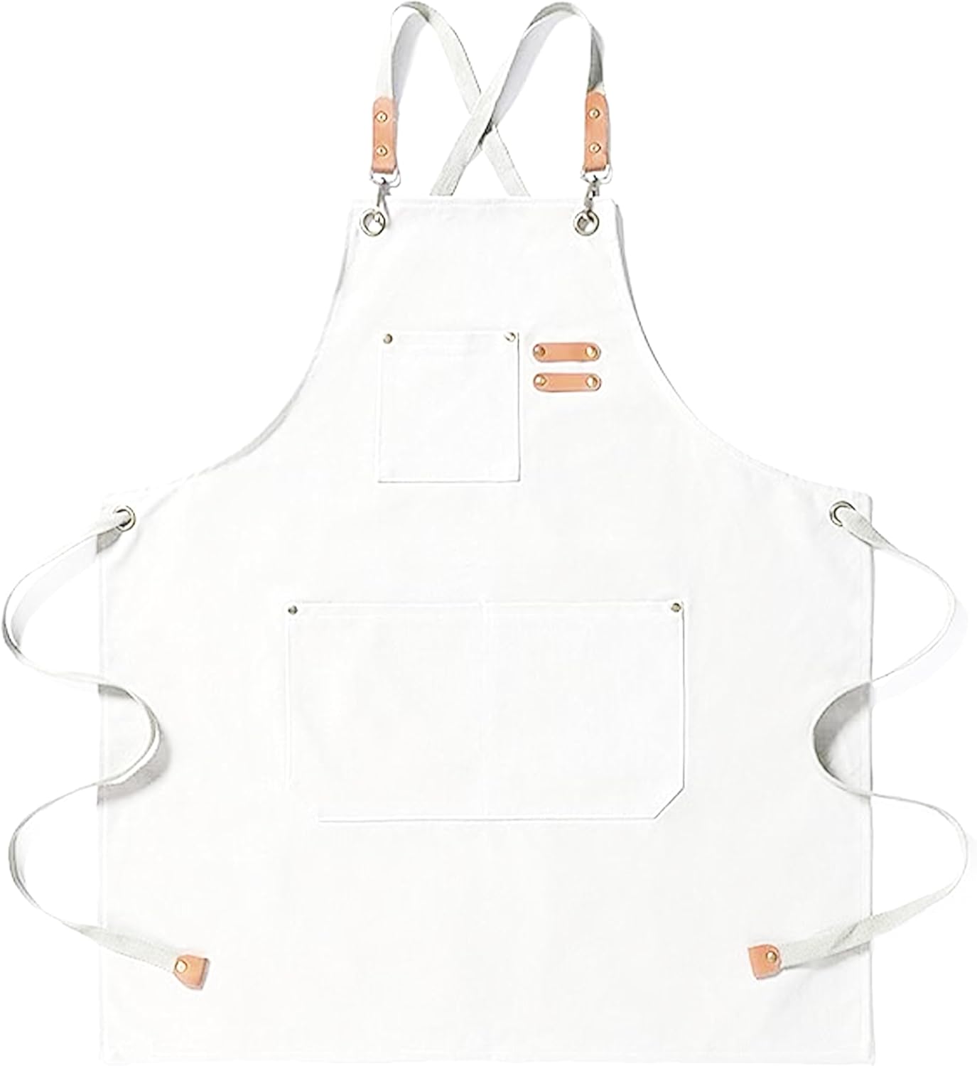 YANEK Chef Apron Cotton Canvas Cross Back Adjustable Apron with 3 Pockets Waterdrop Resistant | for Chef, Artist Painting, Baker, Barista, Bartender, Restaurant, BBQ Aprons for Unisex