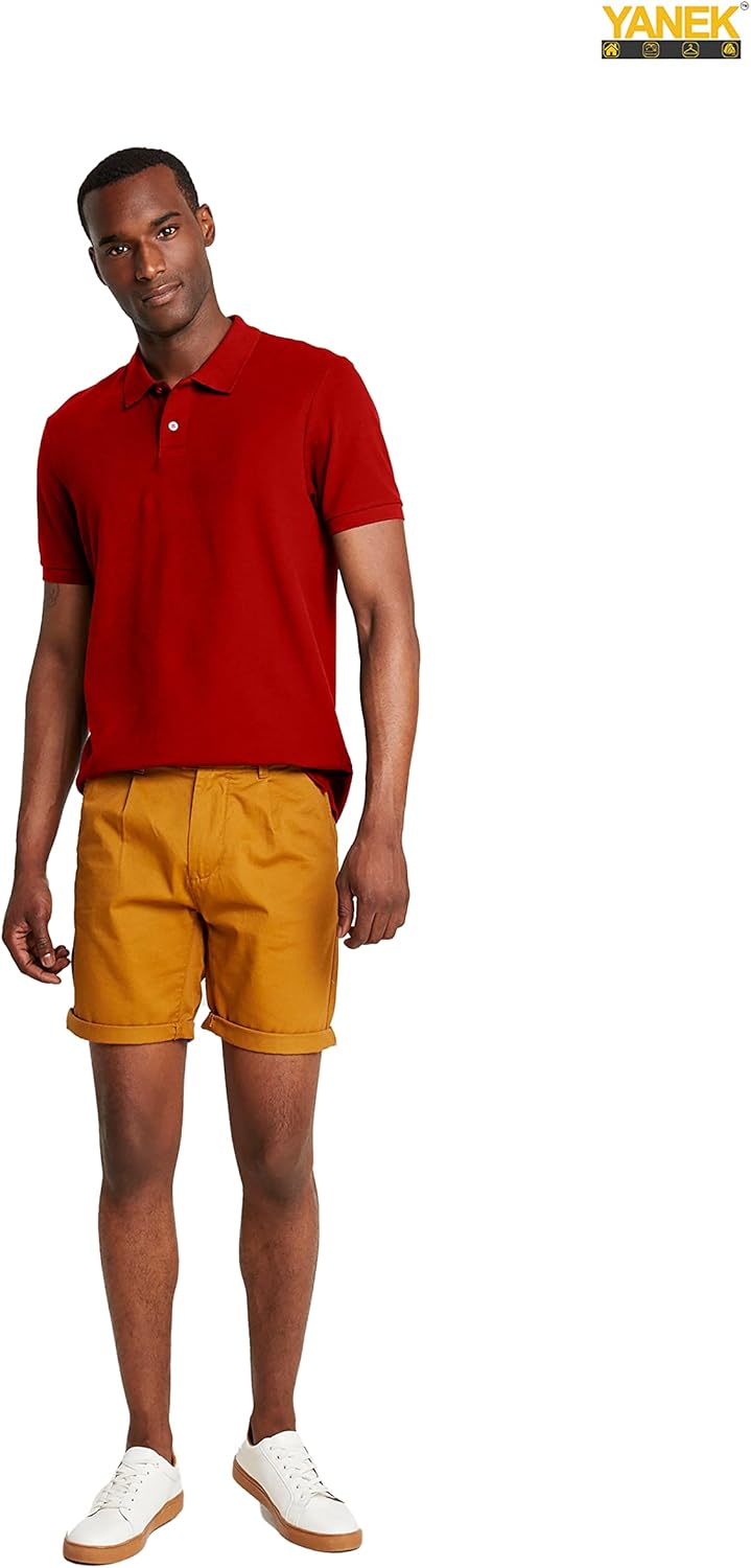 YANEK Men’s Polo Shirt – Cotton Blend Regular Fit Short Sleeve | Button-Down Collar | Breathable for Golf, Tennis, Work & Casual | Wholesale Polo Shirts UAE