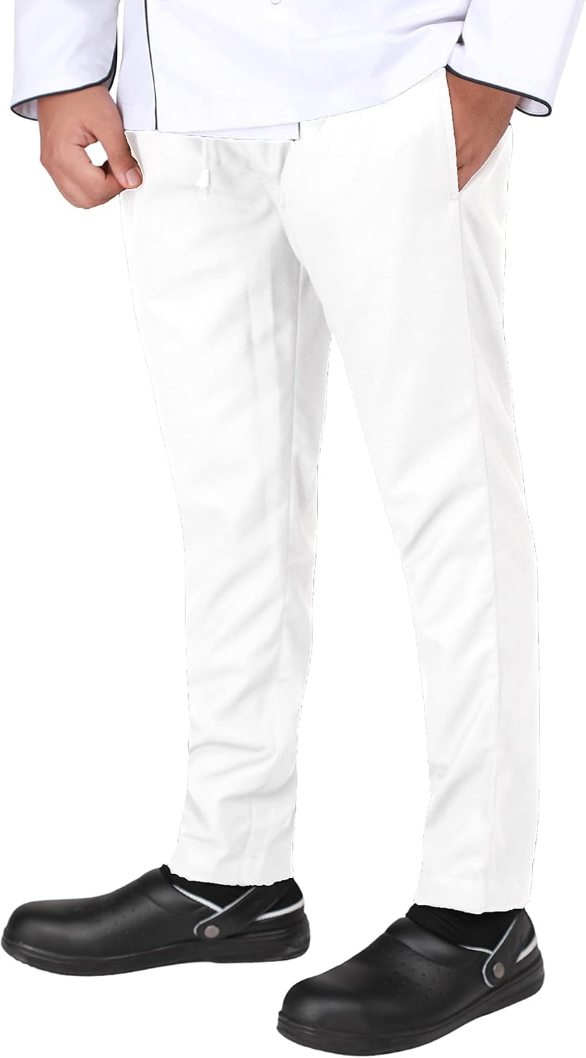 YANEK Chef Trousers | Unisex Regular Fit Chef Pants with Elastic Waistband & Drawstring | Kitchen Uniform for Men & Women | For Kitchen, Bakery, Café, Restaurant