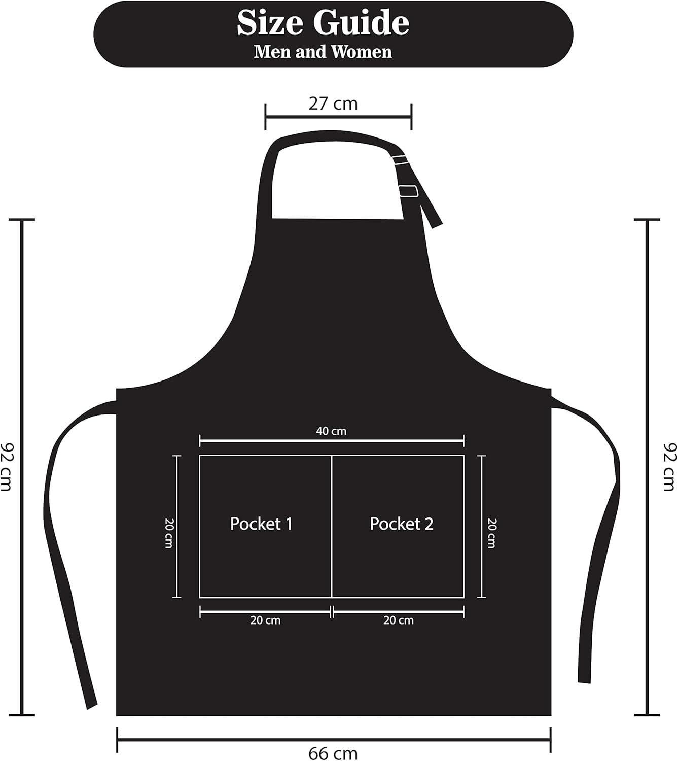 YANEK Kitchen Apron | Unisex Chef Kitchen Adjustable Bib Apron with Pockets | For Home, Restaurant, Cafe