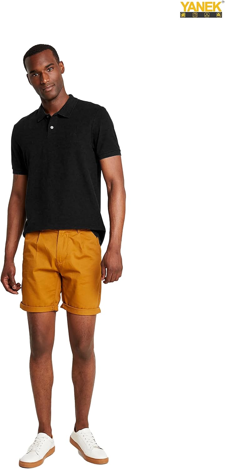 YANEK Men’s Polo Shirt – Cotton Blend Regular Fit Short Sleeve | Button-Down Collar | Breathable for Golf, Tennis, Work & Casual | Wholesale Polo Shirts UAE