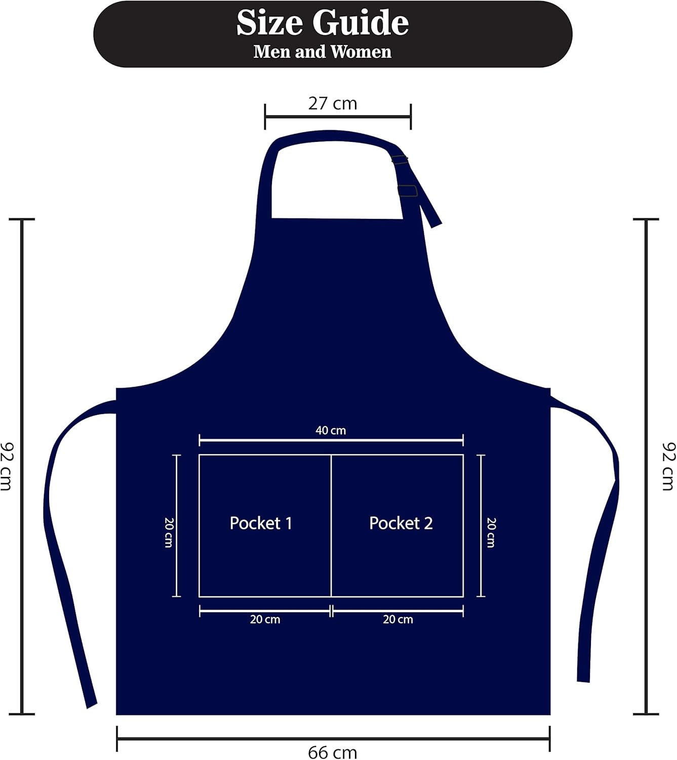 YANEK Kitchen Apron | Unisex Chef Kitchen Adjustable Bib Apron with Pockets | For Home, Restaurant, Cafe