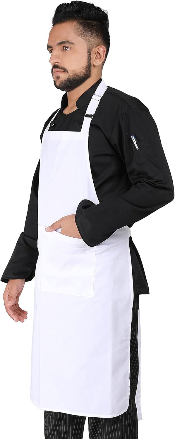 YANEK Kitchen Apron | Unisex Chef Kitchen Adjustable Bib Apron with Pockets | For Home, Restaurant, Cafe
