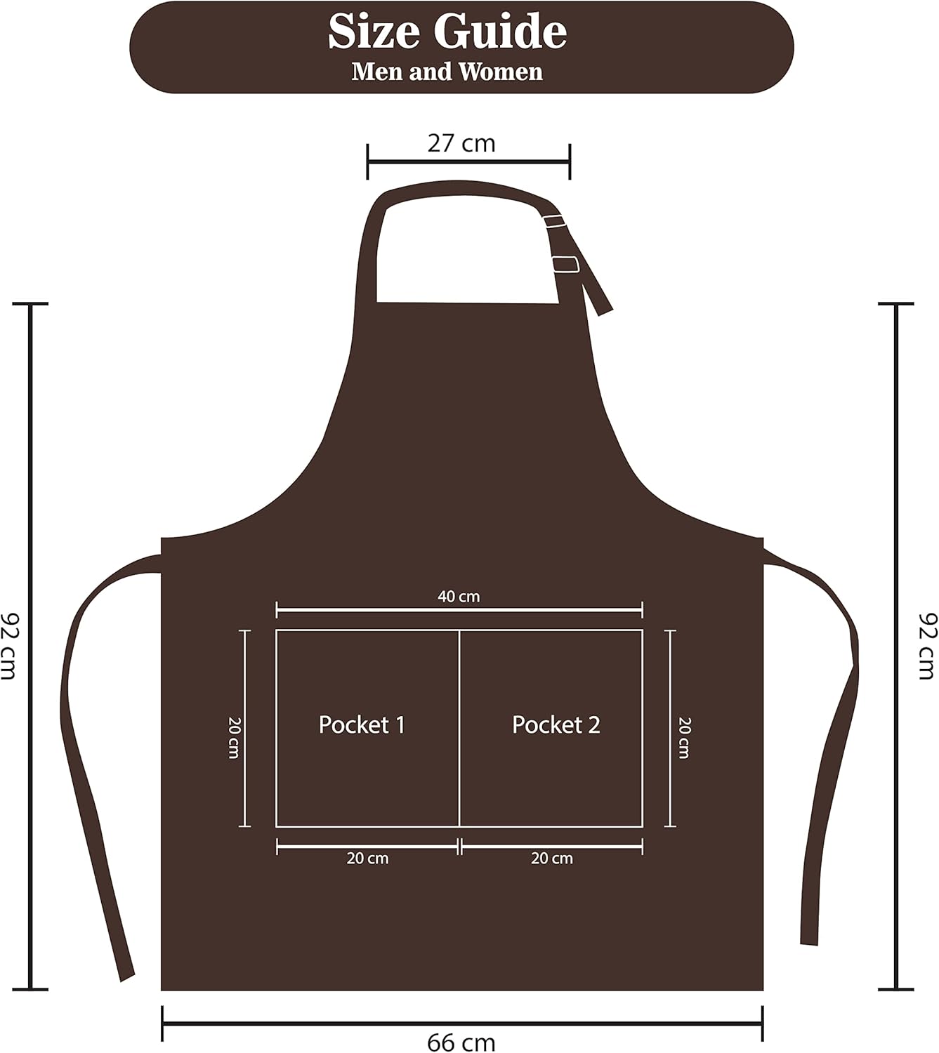YANEK Kitchen Apron | Unisex Chef Kitchen Adjustable Bib Apron with Pockets | For Home, Restaurant, Cafe