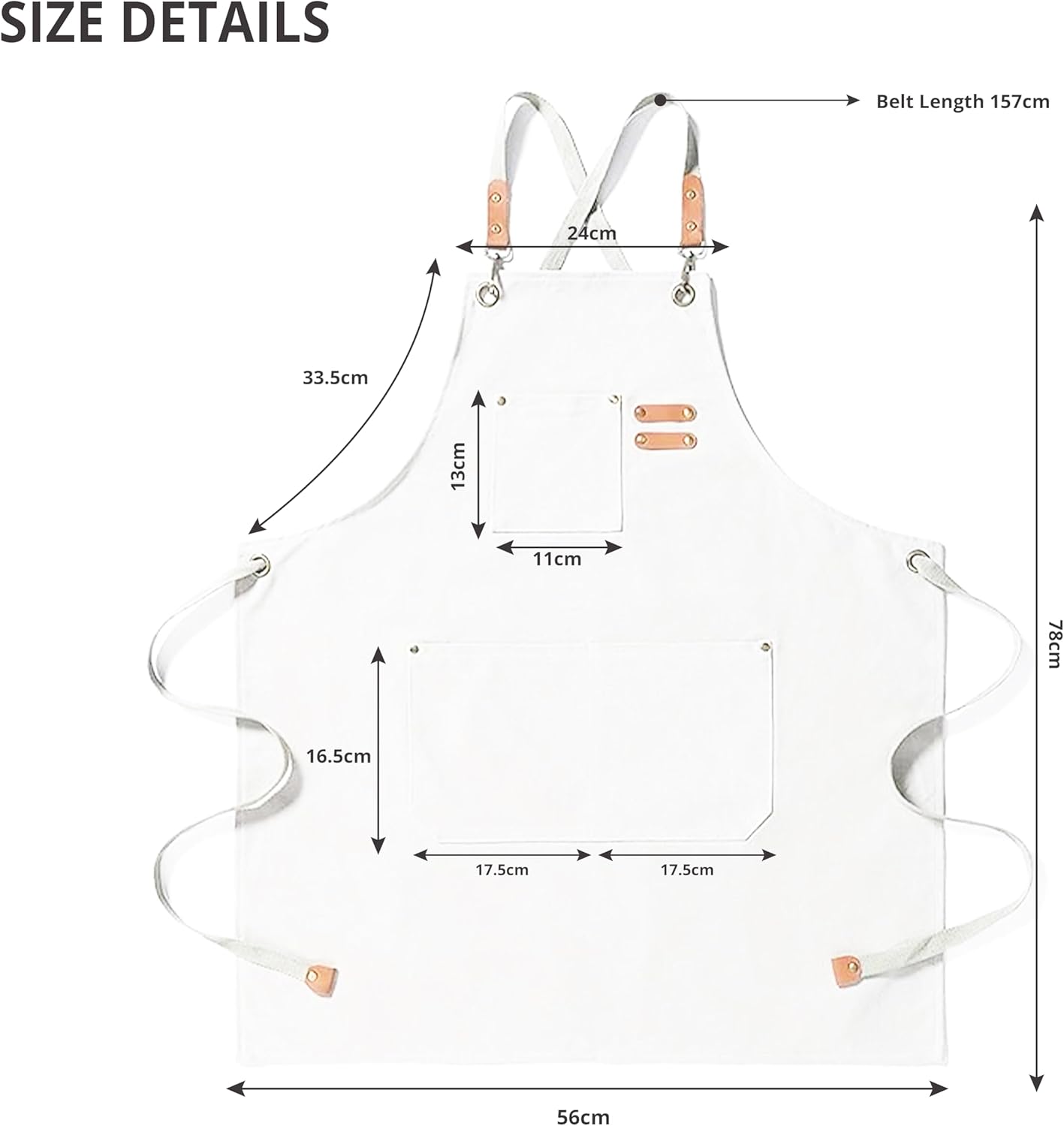 YANEK Chef Apron Cotton Canvas Cross Back Adjustable Apron with 3 Pockets Waterdrop Resistant | for Chef, Artist Painting, Baker, Barista, Bartender, Restaurant, BBQ Aprons for Unisex