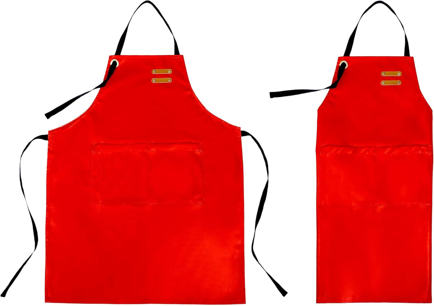 YANEK Unisex Waterproof Leather Chef Apron with Pockets | Leather Apron – Professional Heavy-duty for Home, Kitchen, BBQ, Coffee Shop | 2 Pockets, Adjustable Strap (Green)
