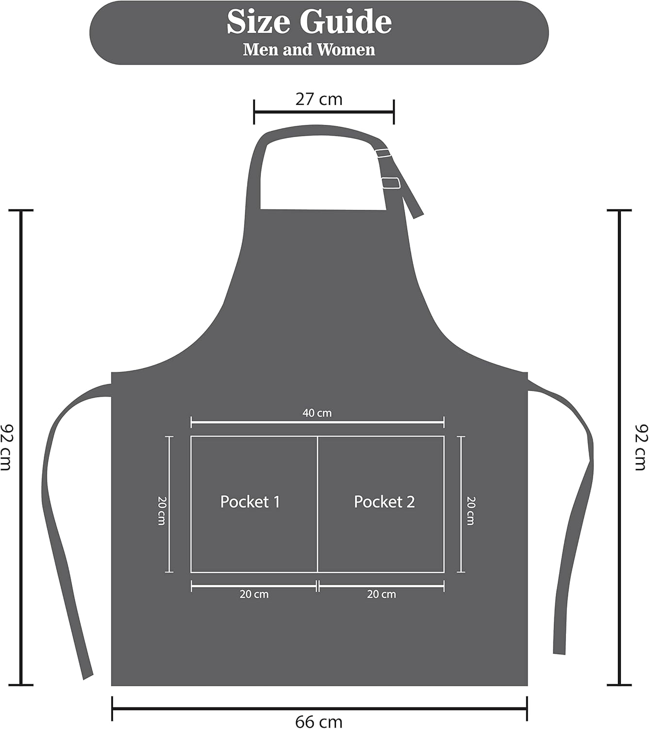 YANEK Kitchen Apron | Unisex Chef Kitchen Adjustable Bib Apron with Pockets | For Home, Restaurant, Cafe