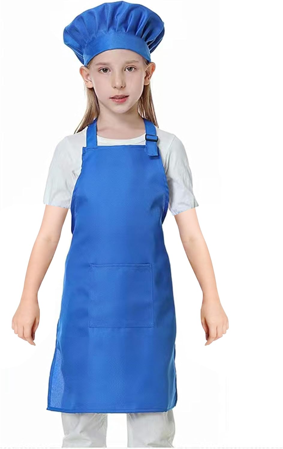 YANEK Kids Apron and Chef Hat Cooking Set, Adjustable Children Kitchen Chef Apron with 2 Pocket & Chef hat | Chef costume for kids, kids apron for painting set, Baking, Cooking (5-12 years)