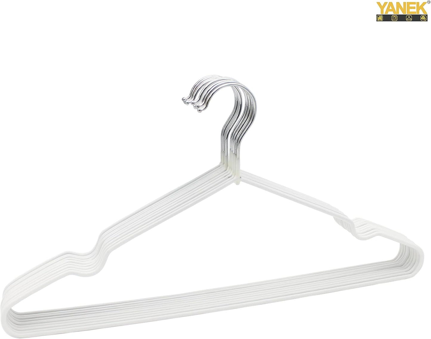 YANEK Metal Hangers | For Shirt, Coat, Trousers | Strong, Anti Slip & Space Saving | Rubber Coated, 40 CM (Black, 50)