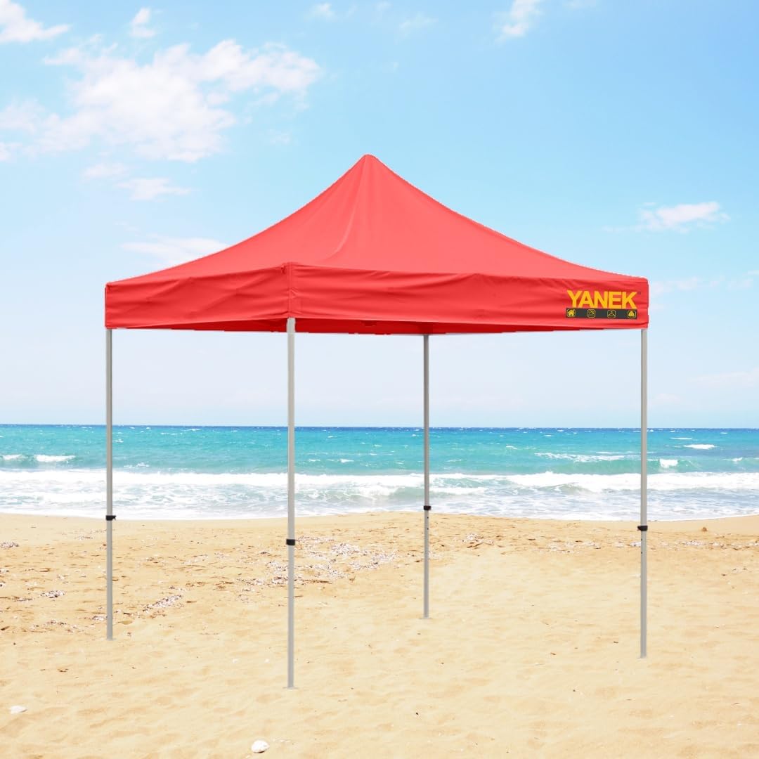 YANEK 3x3 Meter Gazebo Tent – Durable 600D Waterproof Cloth Outdoor Shelter, Foldable Pop-Up Canopy, Perfect for Parties, Events, Camping, and BBQs – Heavy-Duty Backyard Tent (Red)