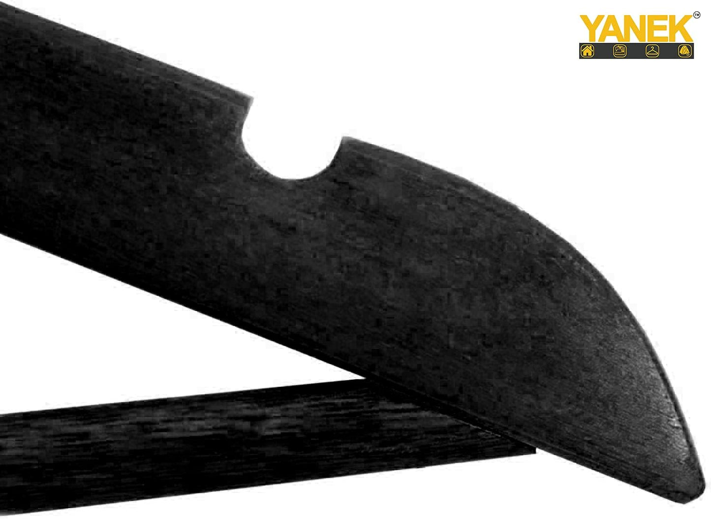YANEK Solid Wood Hangers | Non-slip with Notches (Black, 30)