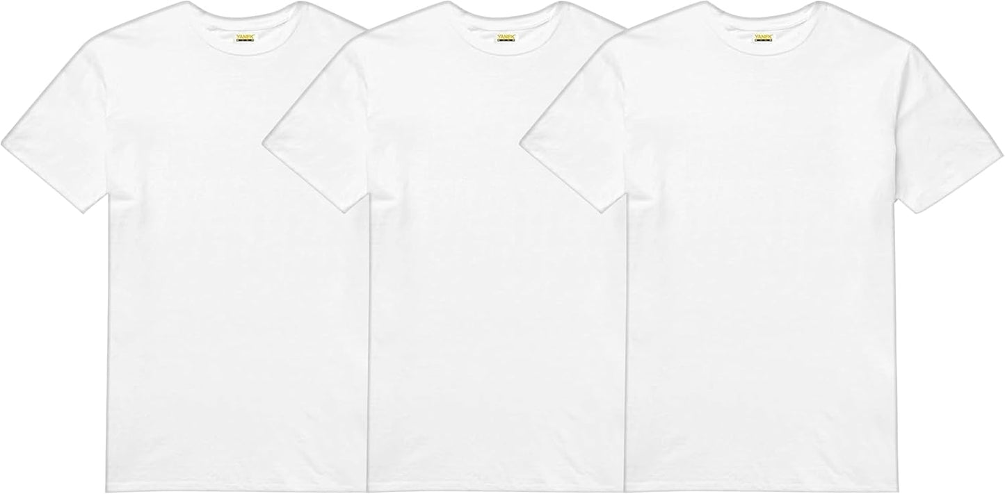 YANEK Solid Unisex Round Neck T-Shirt with Short Sleeves | Crafted from 180 GSM Combed Cotton BIOWASH | All-Day Comfort | Soft | Versatile Fabric for Every Season | Wrinkle-Resistant | Set of 3