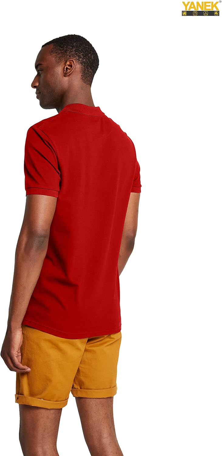 YANEK Men’s Polo Shirt – Cotton Blend Regular Fit Short Sleeve | Button-Down Collar | Breathable for Golf, Tennis, Work & Casual | Wholesale Polo Shirts UAE
