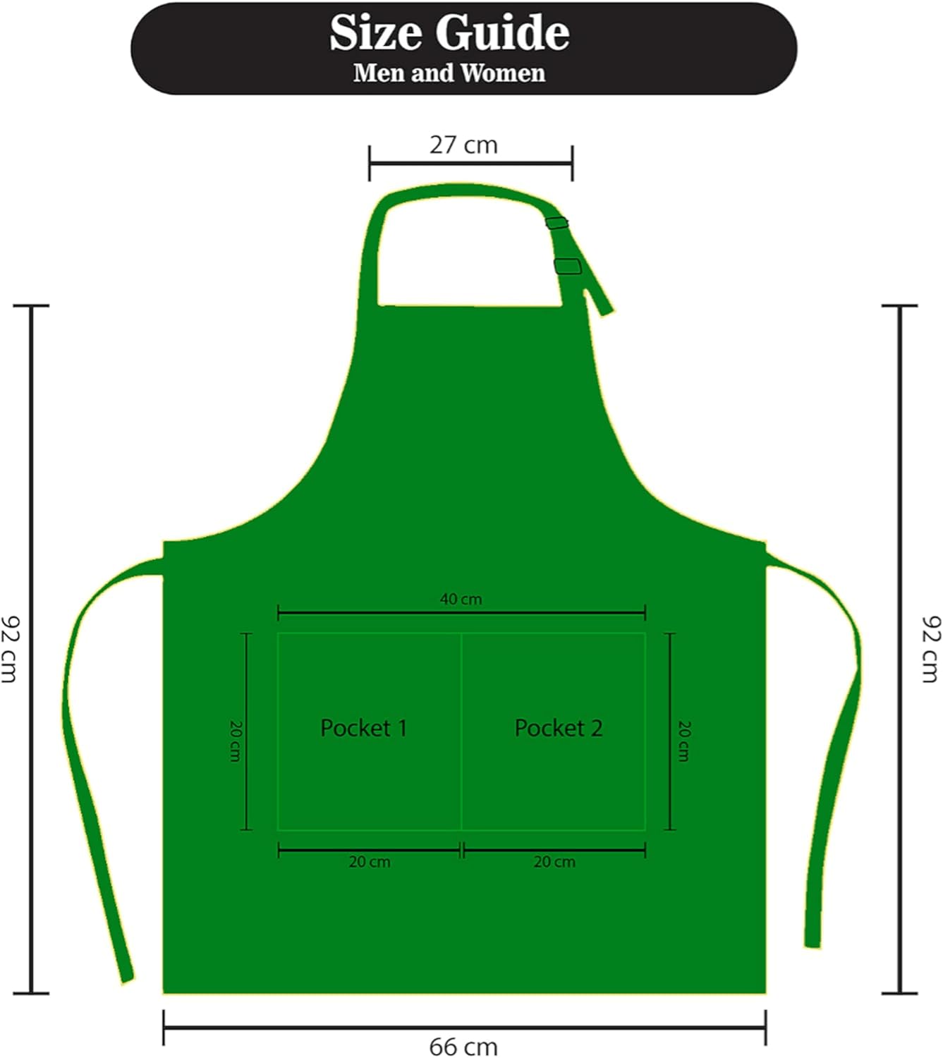 YANEK Kitchen Apron | Unisex Chef Kitchen Adjustable Bib Apron with Pockets | For Home, Restaurant, Cafe