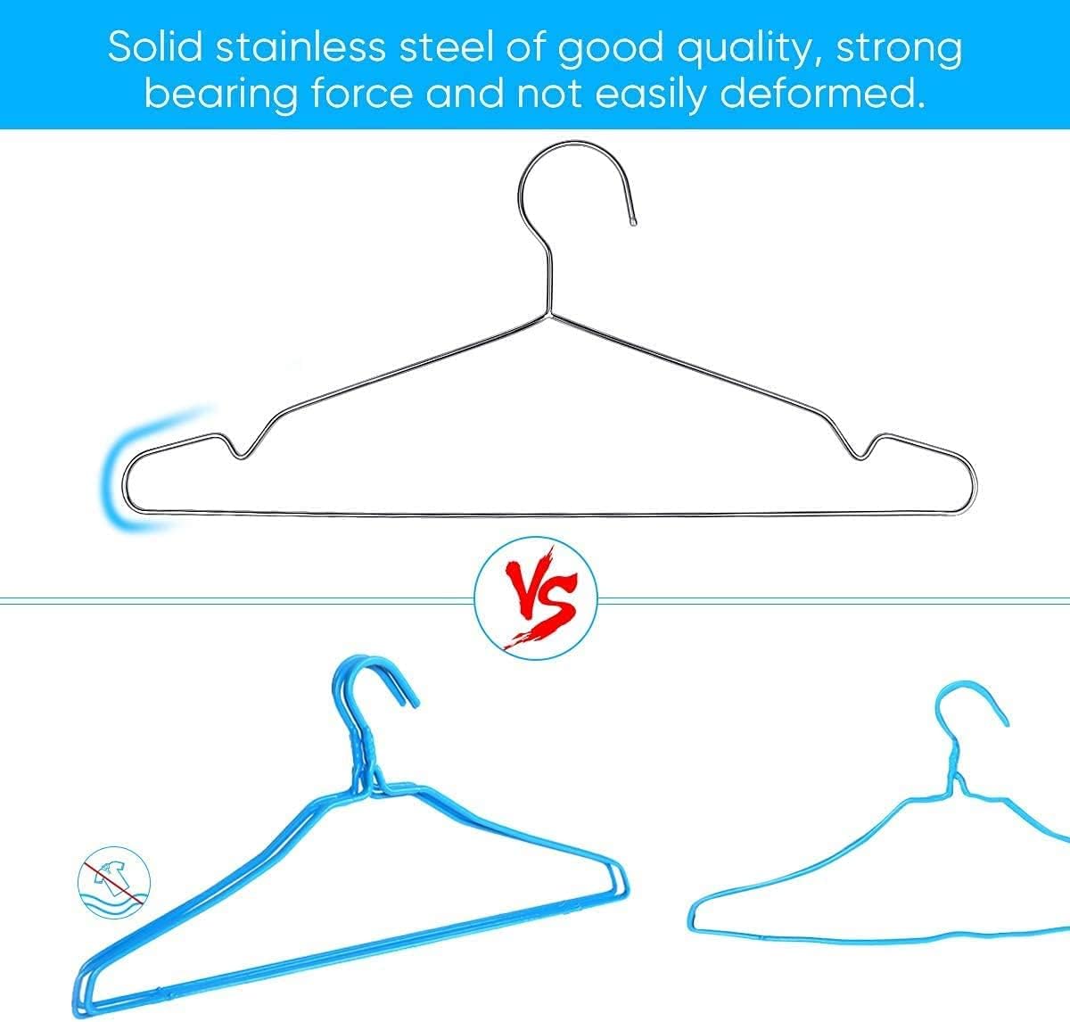 Yanek Premium Steel Hangers | 15 inch Ultra Thin | Stainless Steel | Heavy Duty | Space Saver | Clothes Organiser (10).