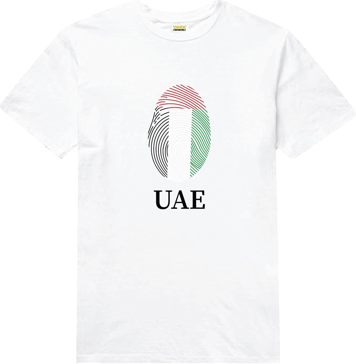 YANEK UAE Flag T-shirt Design | Solid Unisex Round Neck T-Shirt Short Sleeve | Made From 180 GSM Combed Cotton BIOWASH | All Day Comfort| Super Soft | Wrinkle Free