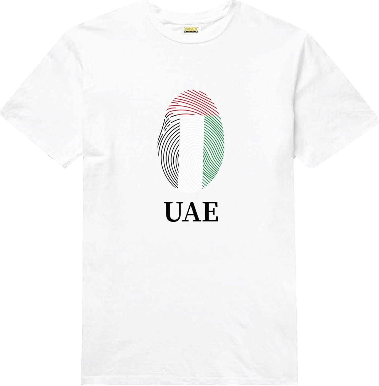YANEK UAE Flag T-shirt Design | Solid Unisex Round Neck T-Shirt Short Sleeve | Made From 180 GSM Combed Cotton BIOWASH | All Day Comfort| Super Soft | Wrinkle Free