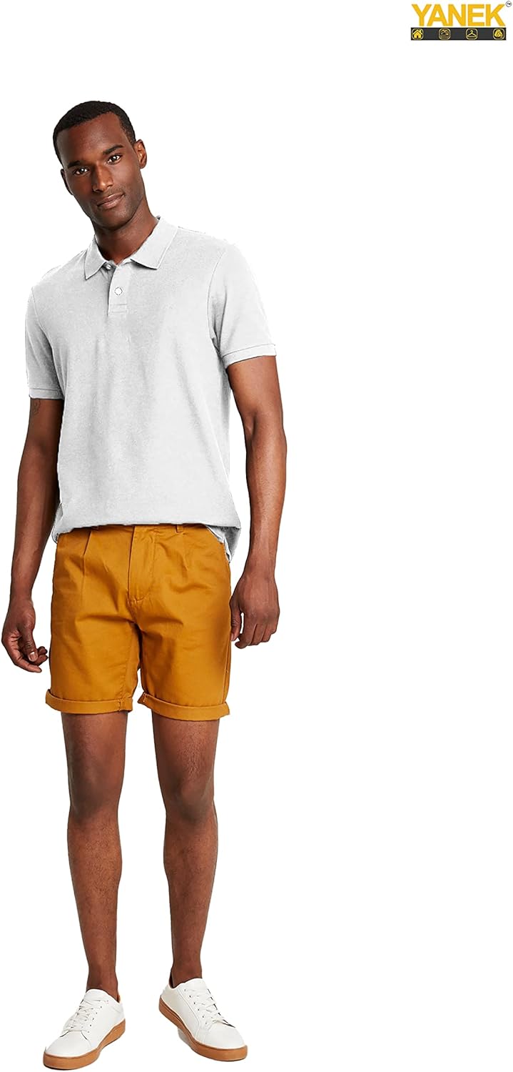 YANEK Men’s Polo Shirt – Cotton Blend Regular Fit Short Sleeve | Button-Down Collar | Breathable for Golf, Tennis, Work & Casual | Wholesale Polo Shirts UAE