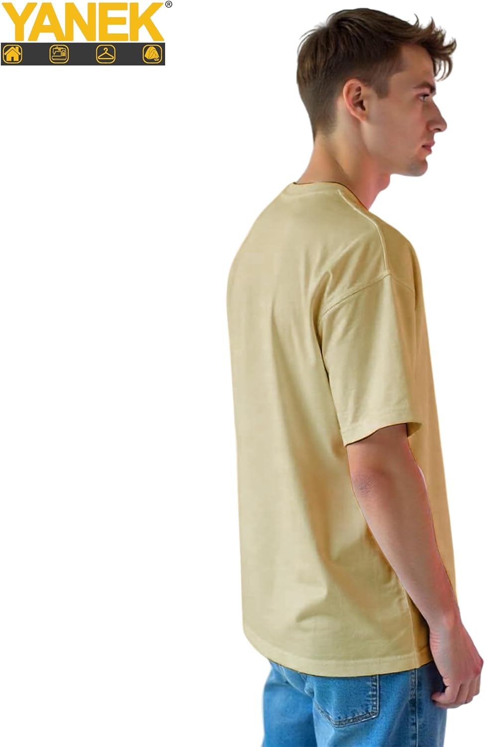 Yanek Oversized T-Shirt for Men – 260 GSM Heavy Jersey, 65% Cotton 35% Polyester, Soft & Durable, Casual Streetwear, Ultimate Comfort