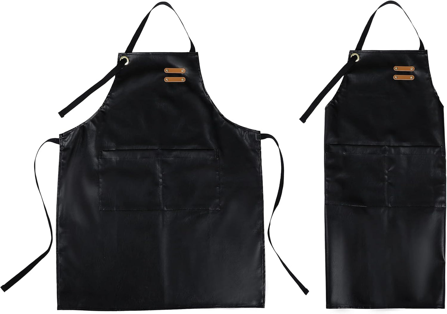 YANEK Unisex Waterproof Leather Chef Apron with Pockets | Leather Apron – Professional Heavy-duty for Home, Kitchen, BBQ, Coffee Shop | 2 Pockets, Adjustable Strap (Green)