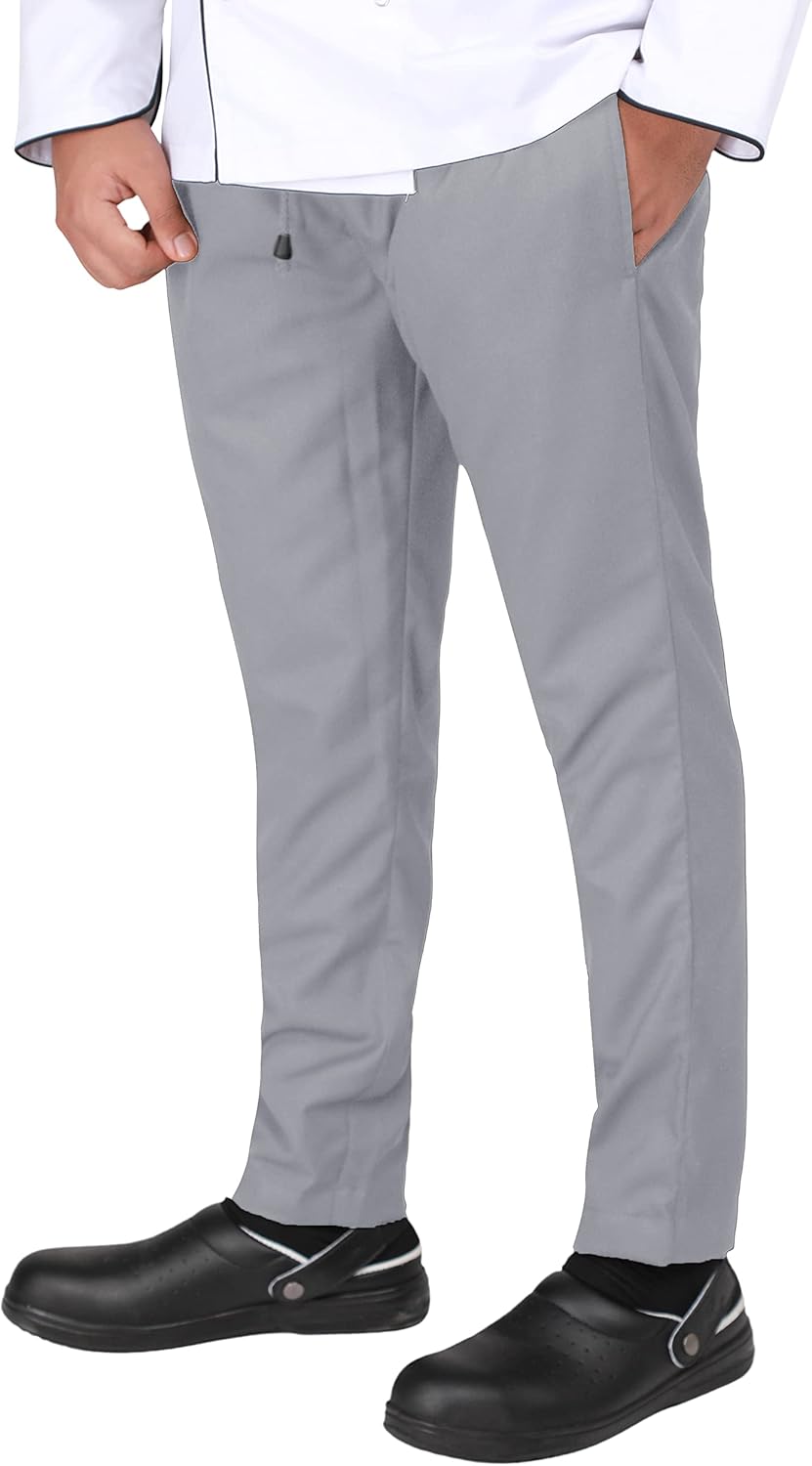YANEK Chef Trousers | Unisex Regular Fit Chef Pants with Elastic Waistband & Drawstring | Kitchen Uniform for Men & Women | For Kitchen, Bakery, Café, Restaurant