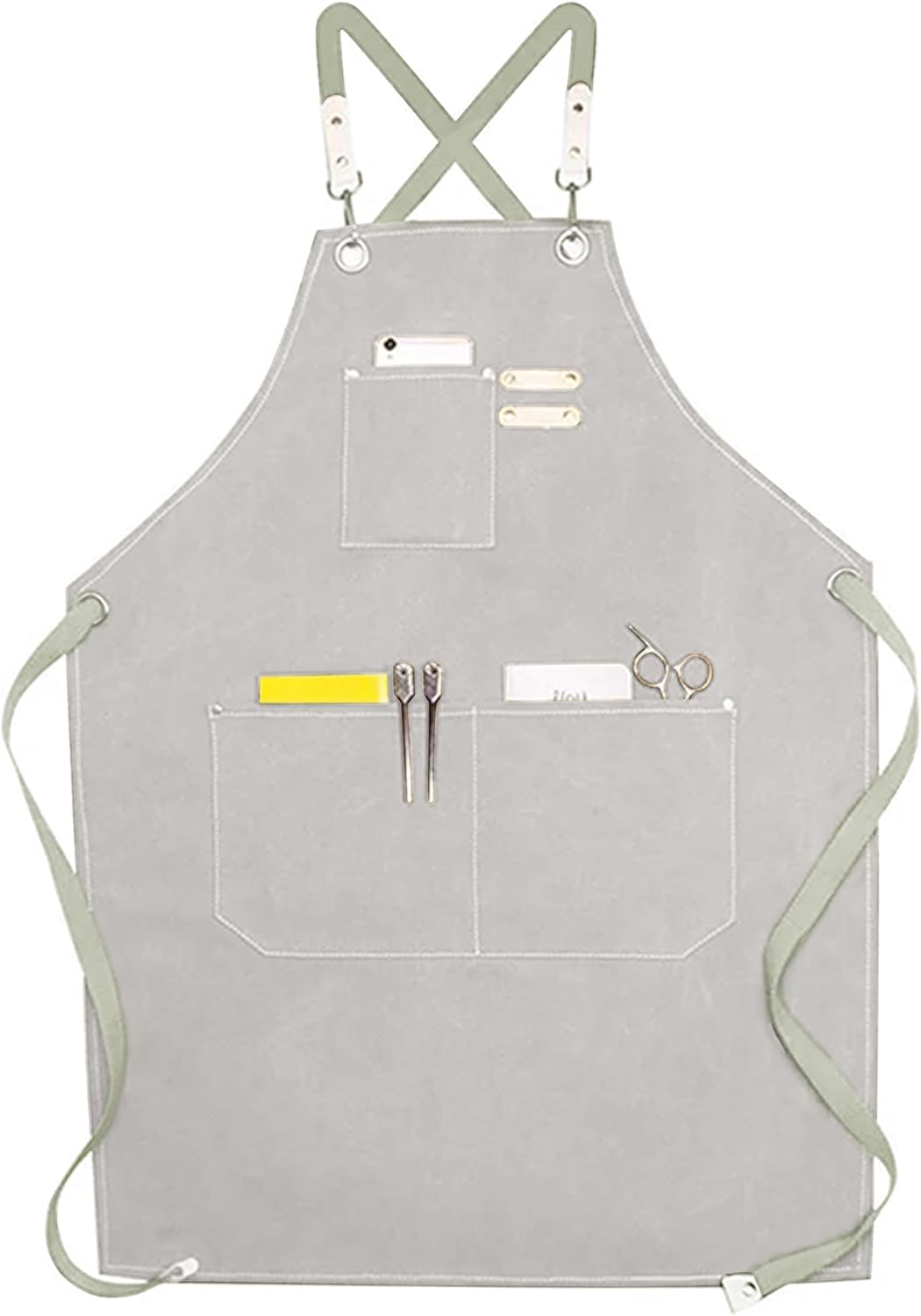 YANEK Chef Apron Cotton Canvas Cross Back Adjustable Apron with 3 Pockets Waterdrop Resistant | for Chef, Artist Painting, Baker, Barista, Bartender, Restaurant, BBQ Aprons for Unisex