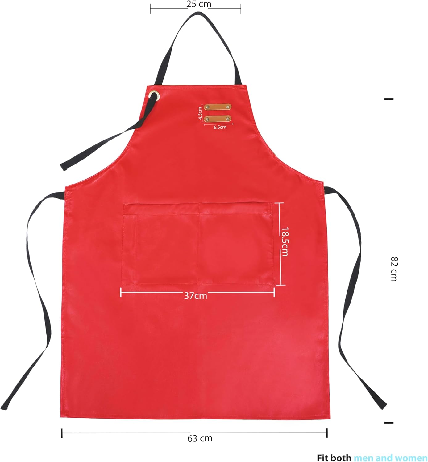 YANEK Unisex Waterproof Leather Chef Apron with Pockets | Leather Apron – Professional Heavy-duty for Home, Kitchen, BBQ, Coffee Shop | 2 Pockets, Adjustable Strap (Green)