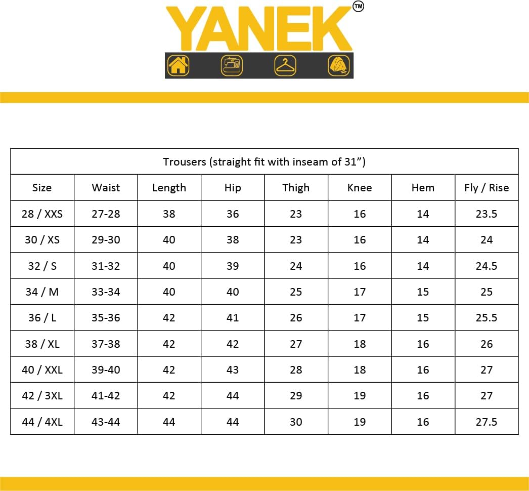 YANEK Chef Trousers | Unisex Regular Fit Chef Pants with Elastic Waistband & Drawstring | Kitchen Uniform for Men & Women | For Kitchen, Bakery, Café, Restaurant