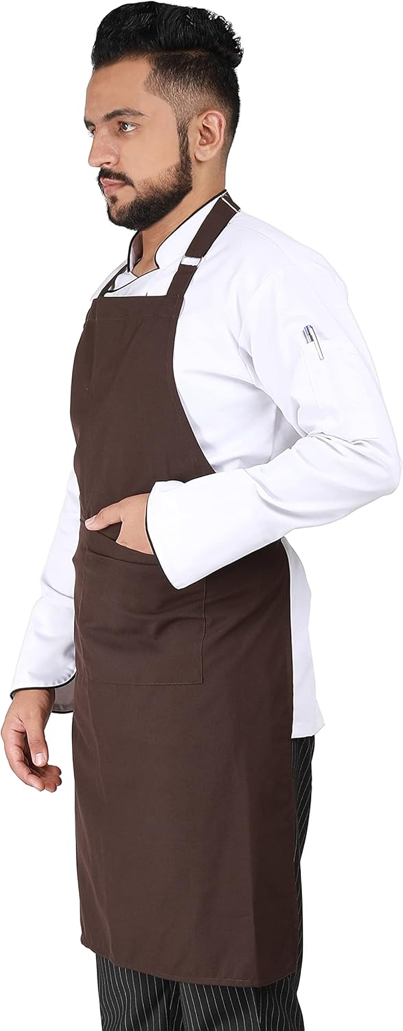 YANEK Kitchen Apron | Unisex Chef Kitchen Adjustable Bib Apron with Pockets | For Home, Restaurant, Cafe