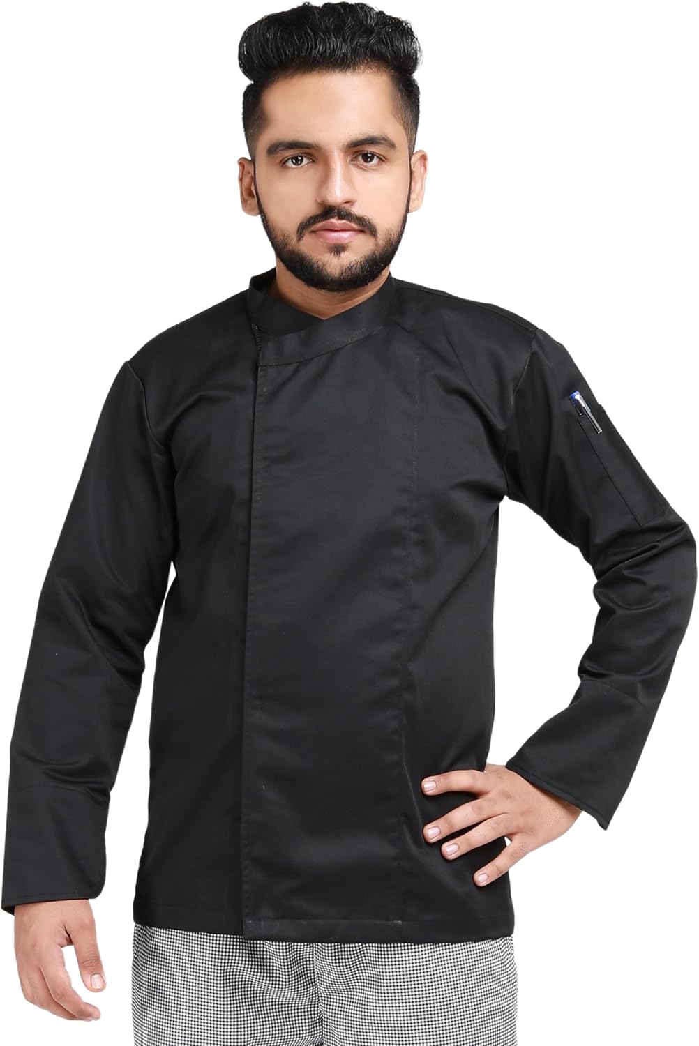 YANEK Men’s Chef Coat with Zipper – Breathable Cotton Blend, Durable Twill Fabric | Easy Care Kitchen Uniform | Wholesale Kitchen Uniforms UAE