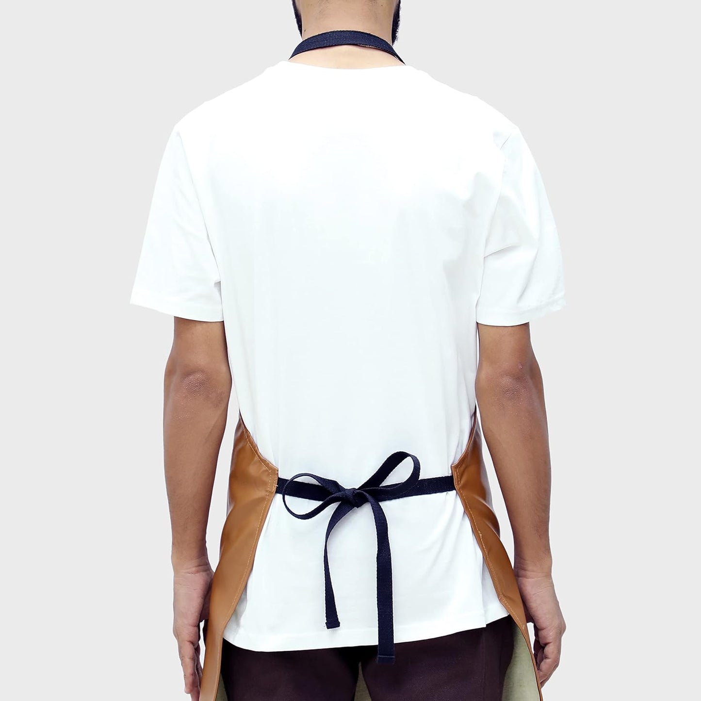 YANEK Unisex Waterproof Leather Chef Apron with Pockets | Leather Apron – Professional Heavy-duty for Home, Kitchen, BBQ, Coffee Shop | 2 Pockets, Adjustable Strap (Green)