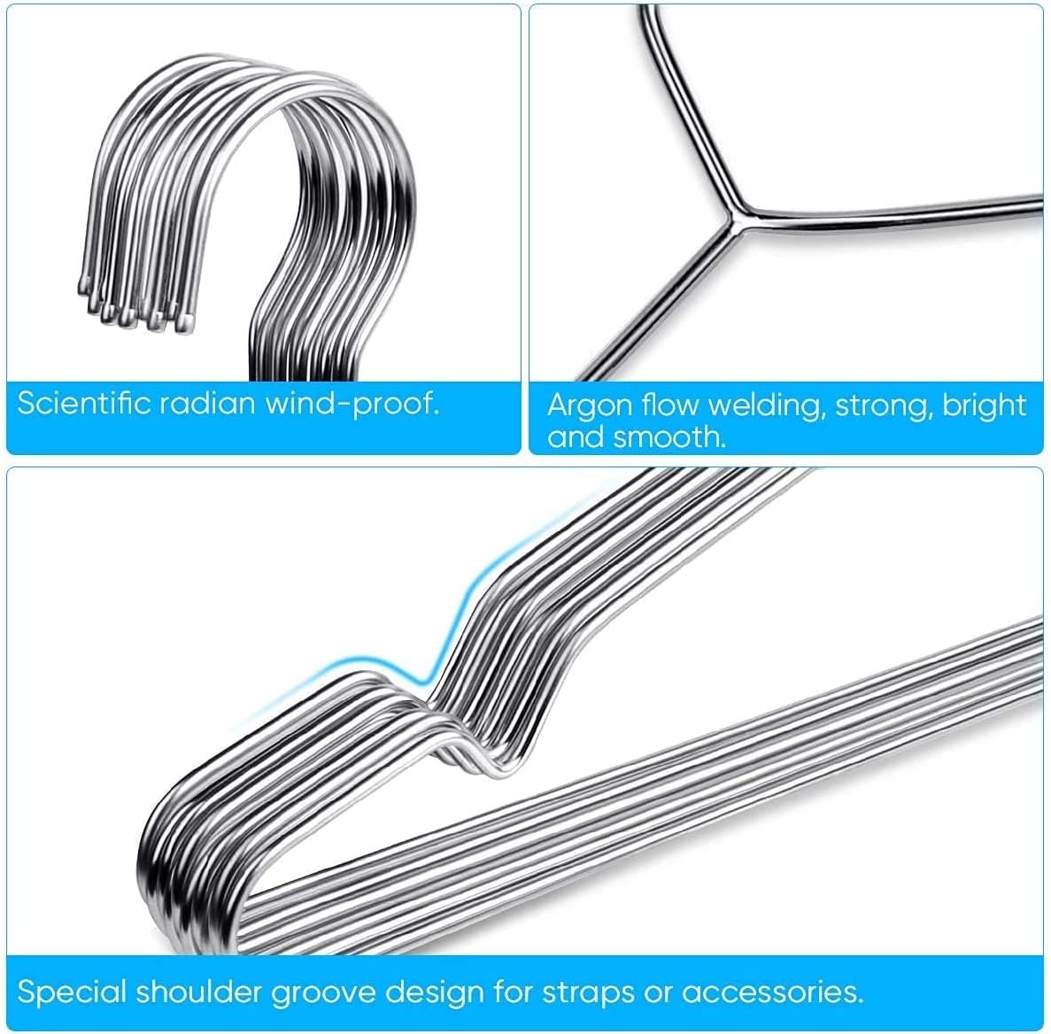 Yanek Premium Steel Hangers | 15 inch Ultra Thin | Stainless Steel | Heavy Duty | Space Saver | Clothes Organiser (10).