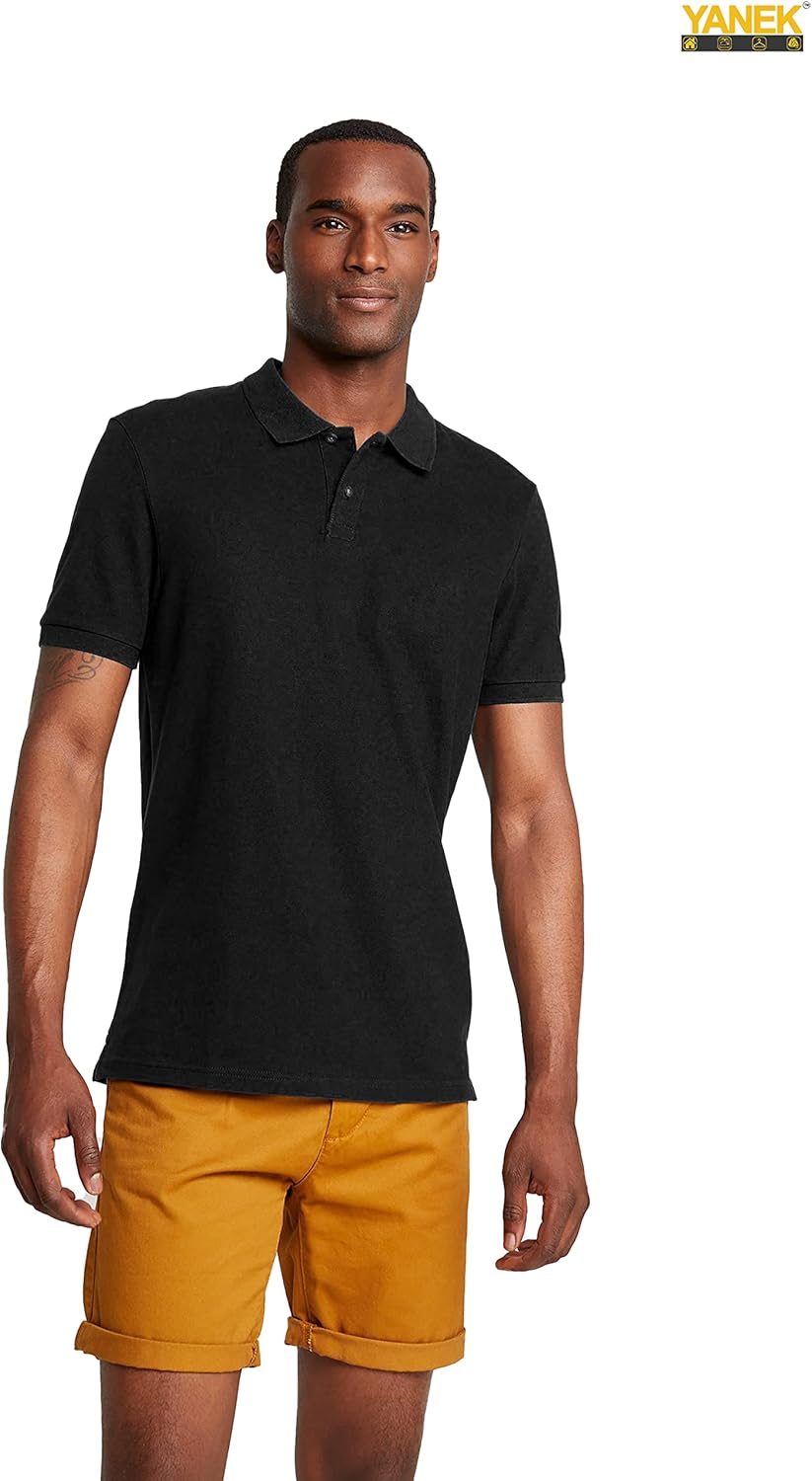 YANEK Men’s Polo Shirt – Cotton Blend Regular Fit Short Sleeve | Button-Down Collar | Breathable for Golf, Tennis, Work & Casual | Wholesale Polo Shirts UAE