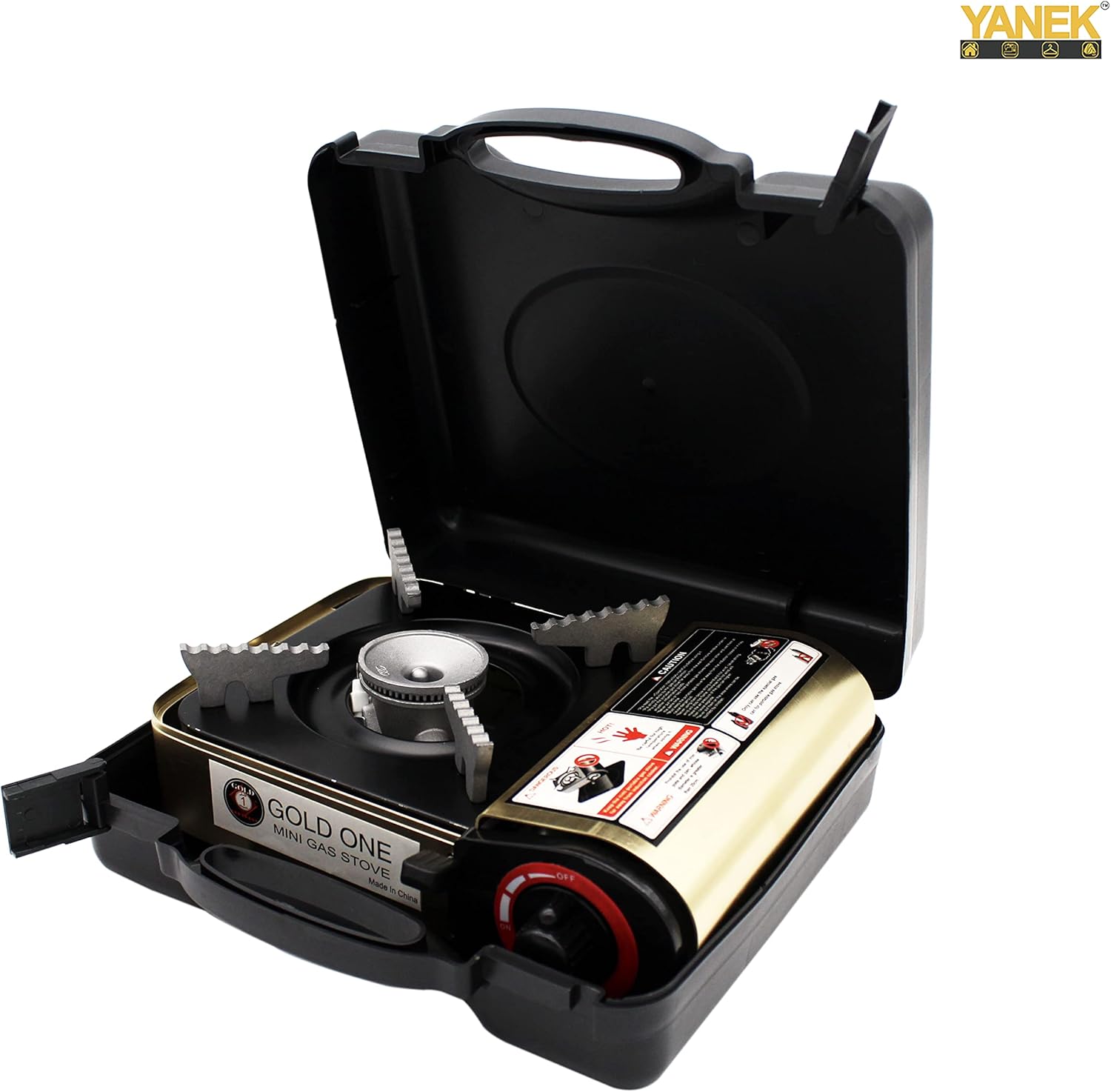 YANEK Mini Portable Gas Stove – Compact Butane Stove with Carry Case | Camping, BBQ & Emergency Gear | Wholesale BBQ Grills & Fuel UAE