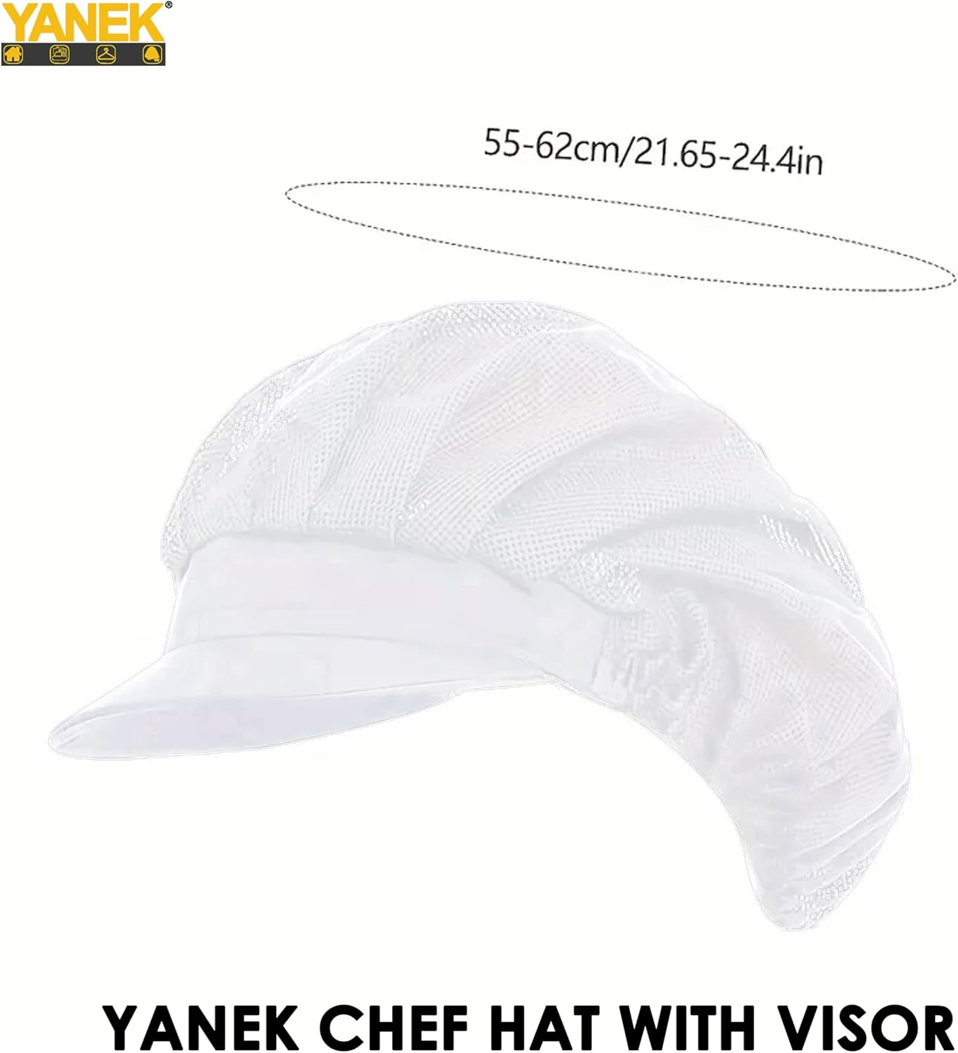 Yanek Professional Chef Hat with Visor – Adjustable and Lightweight Kitchen Cap for Men and Women – Ideal for Culinary Professionals, Home Cooks, Bakers, Restaurant Staff, Outdoor Catering Events
