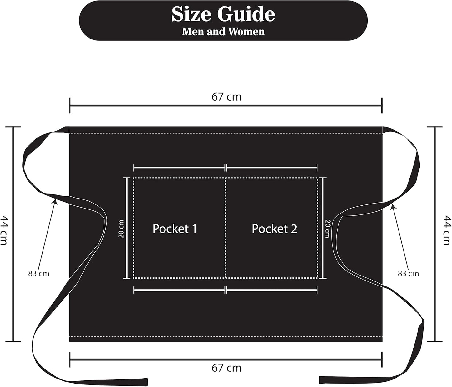 YANEK Kitchen Short Apron | Unisex | Chef Kitchen Adjustable Bib Apron with Pockets & Adjustable Tie Rope | For Home, Restaurant, Café, Hotel, Bakery, Salon