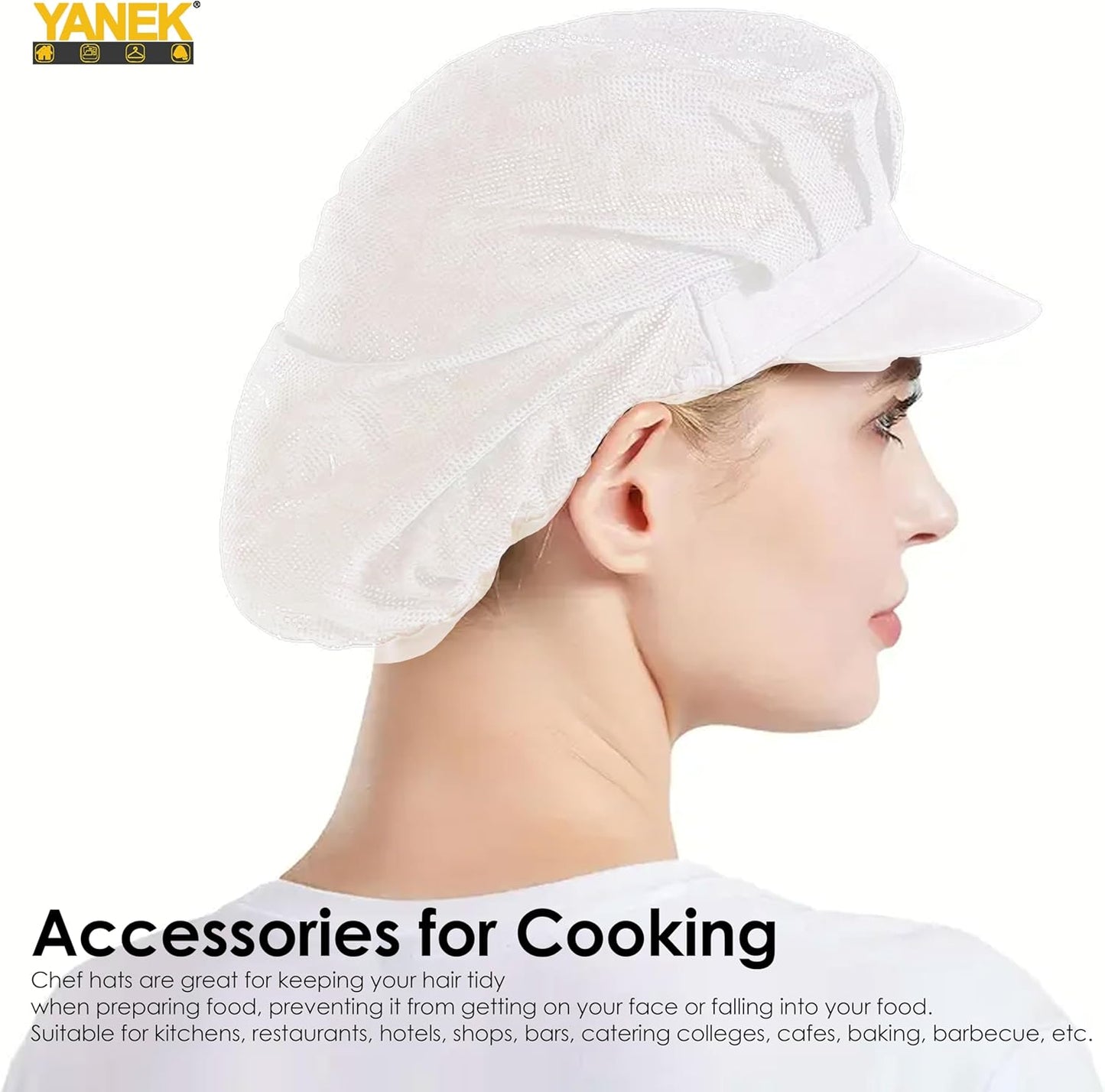Yanek Professional Chef Hat with Visor – Adjustable and Lightweight Kitchen Cap for Men and Women – Ideal for Culinary Professionals, Home Cooks, Bakers, Restaurant Staff, Outdoor Catering Events